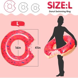 Doughnut Swimming Ring, Doughnut Inflatable Swimming Ring, Pool Inflatable Swimming Ring for Children and Teenagers, Summer Swimming Party (Pink-120)