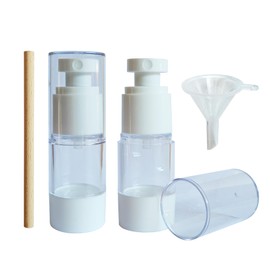 Isolated air without straws cosmetics travel distribution pump bottle, label paper, suitable for lotion cream shampoo shower gel distribution (Transparent bottle spray pump head, 6 bottles(0.5fl oz))