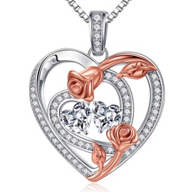 Iefil Birthday Gifts for Mom - Mom Birthday Gifts, Mom Necklace for Women, Mom Birthday Gifts Idea, Mom Jewelry, Stocking Stuffers for Mom, Diamond Necklace, April Birthstone Rose Necklace for Women
