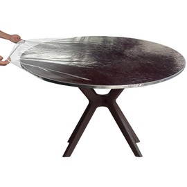 Clear Vinyl Fitted Tablecloth Waterproof Oilcloth Heavy Duty Elasticized Table Cover Elastic Edge Design Plastic Tablecloth Protector (Best for 42 Inch Round Table)