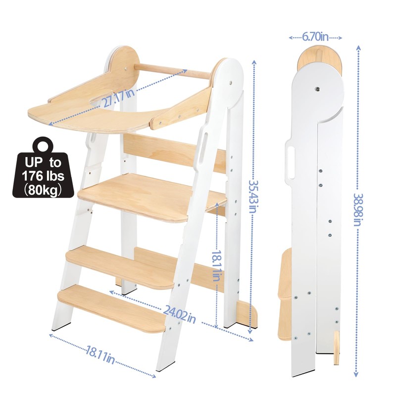 Toddler Tower, Toddler Kitchen Stool Helper with 3 Height Adjustable