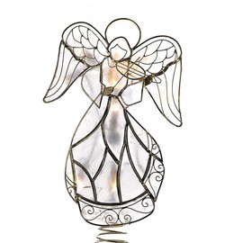 Kurt Adler 10-Light Capiz Wire Angel Treetop