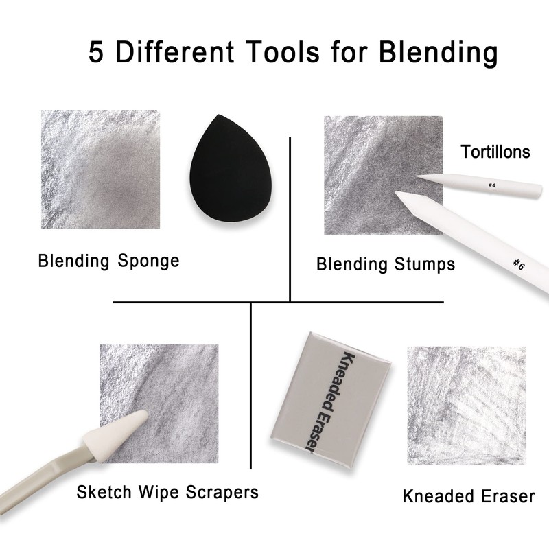 HIFORNY 38 PCS Sketch Drawing Tools - Blending Stumps and