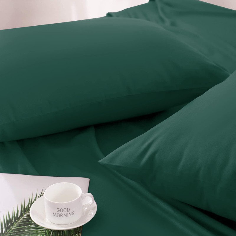 Hafaa Pillowcases 2 Pack Brushed Microfiber Emerald Green Pillow Cases