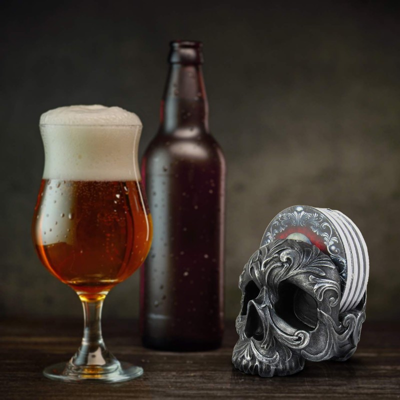 DWK Deathly Delights Decorative Gothic Skull Drink Coasters | 4