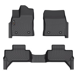 AIPOIL® Floor Mats for Toyota Tundra Double Cab 2022-2025 Fits 1st & 2nd Row TPE All Weather Anti-Slip Floor Liners Full Set Custom Car Mats Accessories, Black