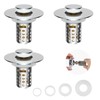 3PCS Universal Bathroom Sink Drain Strainer Hair Catcher, Chrome