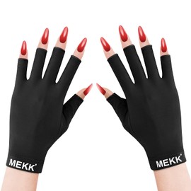 MEKK UV Gloves for Nails, Extra Length UPF99+ UV Protection Gloves for Gel Nails,Professional Manicure Gloves for Skin Care & Nail Art -Black