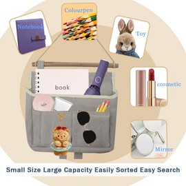 Surplex Pack of 2 Grey Wall Hanging Storage Bag, Waterproof Canvas Fabric, Foldable Wall Organiser, Storage Bag for Kitchen, Bedroom, Dorm, Wall Organizer and