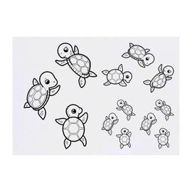 4 x 'Swimming Baby Turtles' Temporary Tattoos - Water Resistant, Skin-Safe, Non-Toxic Transfers, Mixed Sizes (TO00056368)