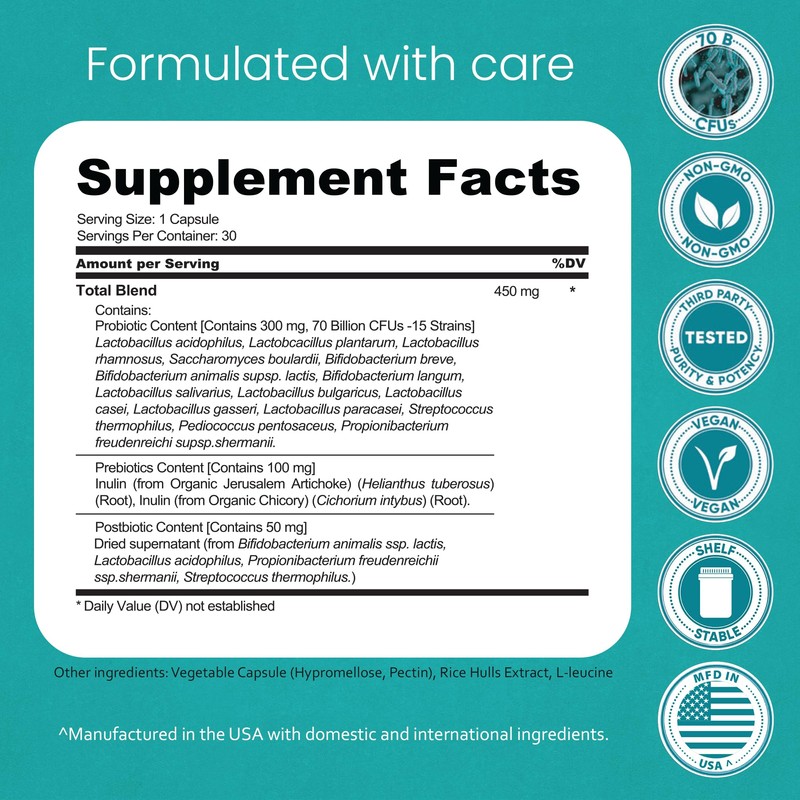 NaturaLife Labs Probiotics 70 Billion CFU – 15 Strains with