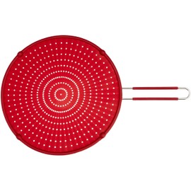 ExcelSteel 13" Silicone Splatter Screen w/Non-Slip Grip, Red