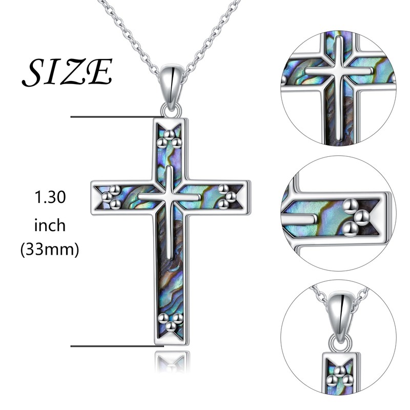 Cross Necklace S925 Religious Cross Pendant Abalone Shell Christian Jewelry