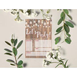 Let's Party - Invitaciones rústicas de fiesta con sobres - 25 invitaciones y sobres - Boda, baby shower, cena de ensayo, fiesta de cumpleaños (véase rustica)