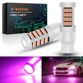 WINETIS 7443 W21-5W LED Bulbs Pink/Purple LED DRL Turn Signal Light 7440 7441 7444 T20 W21W LED Daytime Running Parking Reverse Light 4014 92SMD Super Bright with Low Consumption, Pack of 2