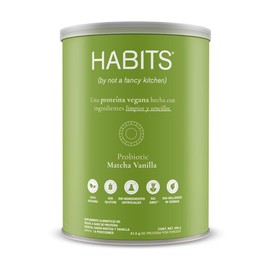 HABITS BY NOT A FANCY KITCHEN  Proteína Vegetal en Polvo  Sabor Matcha Vainilla 488 g  21.5 g de Proteína Por Porción  Sin Azúcares Añadidos, Fuente  