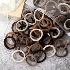 50pcs Coffee Colour Soft Touch Hair Bands - Gentle, Non-Slip, Elastic Ponytail Holders with Soft Fabric for Comfortable Daily Wear - Trendy Hair Accessories for Women and Girls