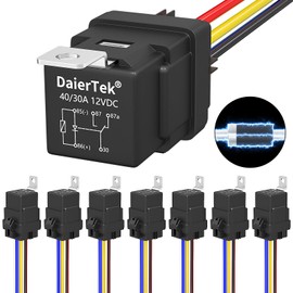 DaierTek 8 Pack 12V Relay with Built-in Diode & 12 AWG Harness Socket 30A/40A Heavy Duty SPDT 5 Pin Relay Switch Waterproof for Automotive Car Marine Boat