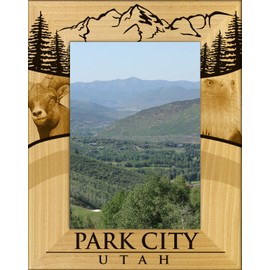 Saddle Mountain Souvenir Park City Utah Laser Engraved Wood Picture Frame Portrait (4 x 6)