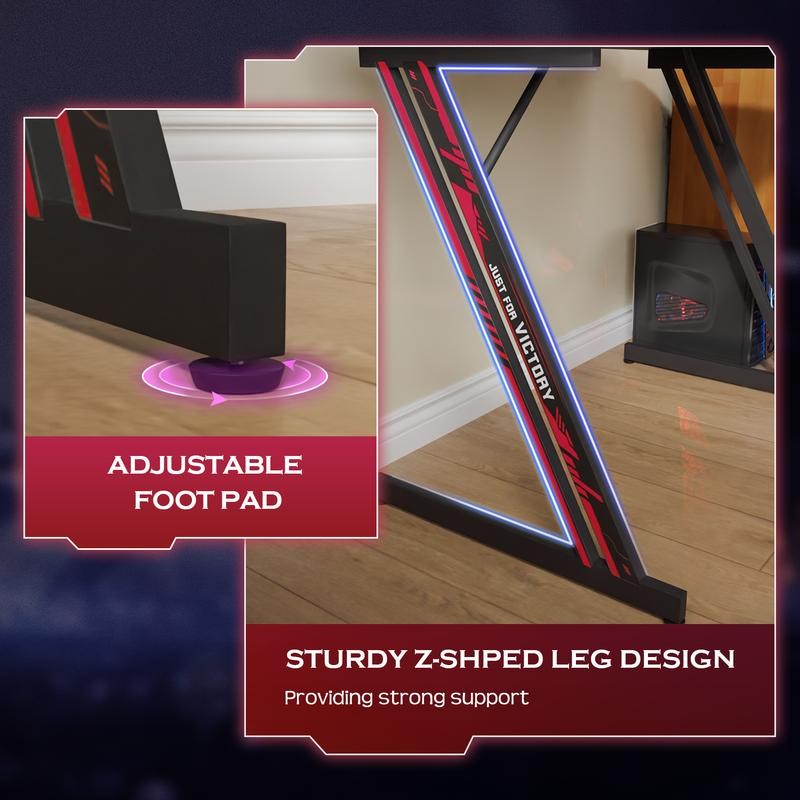 39.4 Inch Gaming Desk Z Shaped Carbon Fiber Surface Desktop