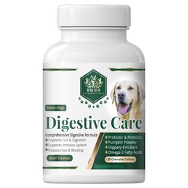 EQ K9 Digestive Care | Prebiotics & Probiotics for Dogs – Dog Gut Health, Diarrhea, Loose Stools, Constipation & Itchy Skin – Natural Digestive & Immune Support Supplement – 120 Tablets