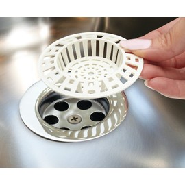 KitchenCraft SINKSTRAINER Sink Strainer / Drain Hair Catcher Set, Plastic, Pack of 2, White