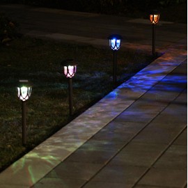 EXCMARK 10 Pack Solar Lights Outdoor Decorative, Solar Pathway Lights Outdoor, Solar Powered Garden Yard Lights for Walkway Sidewalk Driveway. (Black, Warm White)