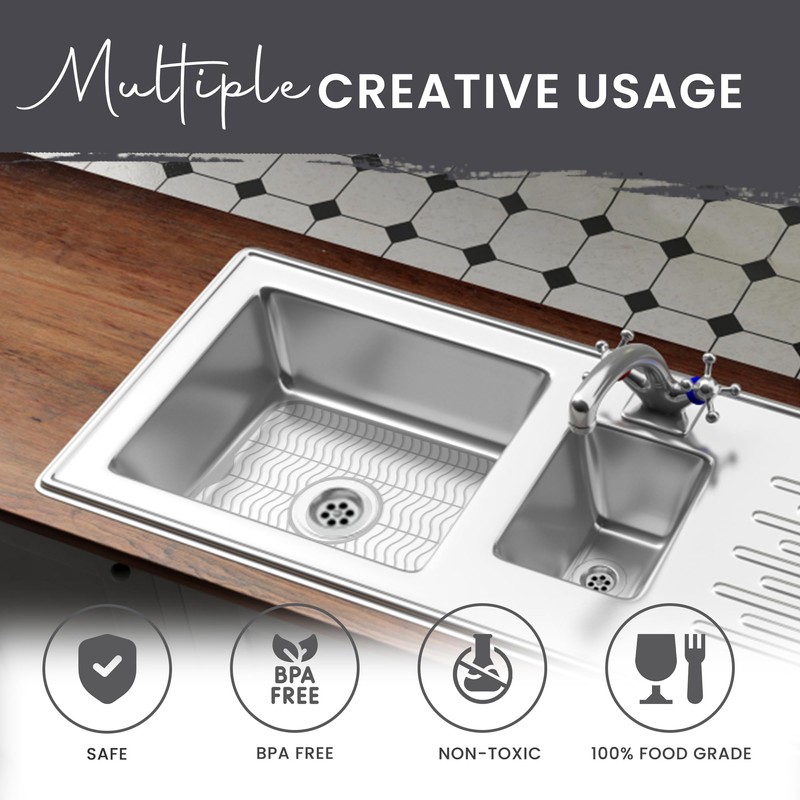 DecorRack White Sink Protectors for Kitchen, Plastic 12" x 11"