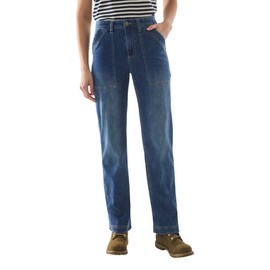 Martha Stewart Women’s Straight-Leg Utility Work Pants – Durable Multi-Pocket Casual Trousers for Comfort & Everyday Wear - Vintage Wash, M