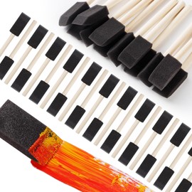 120 Pcs Foam Paint Brushes, 1 Inch Foam Brush with Wood Handle, Bulk Sponge Brushes for Painting, Foam Art Paintbrushes Set for Staining, Varnishing, Finishing, Touchup and DIY Craft Projects
