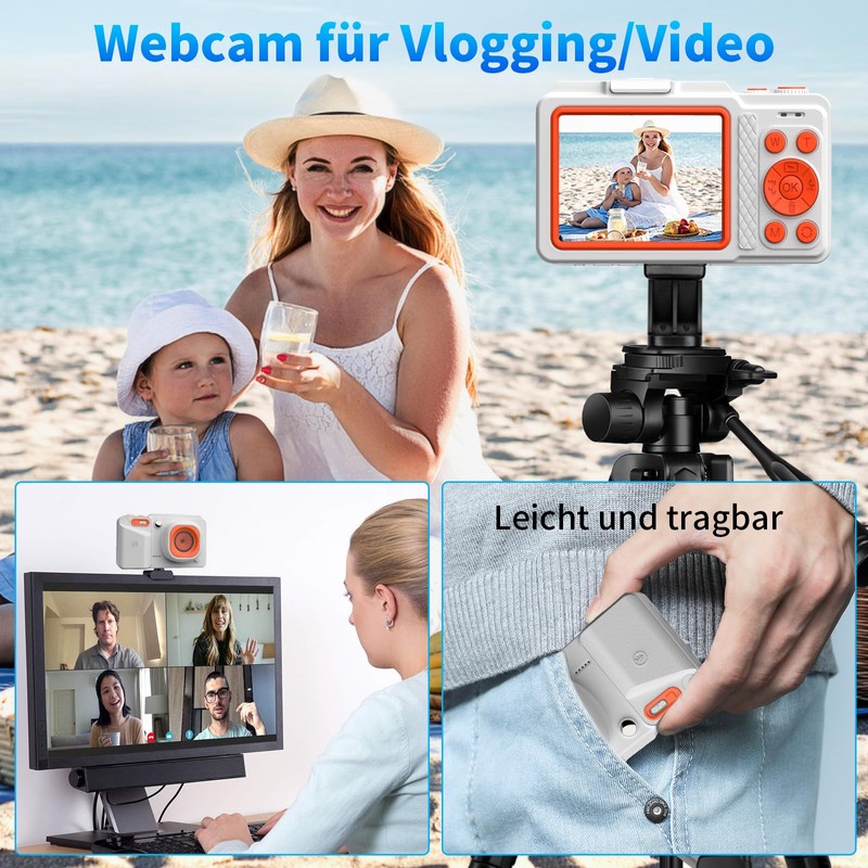 4K Digital Camera, White, Pack of 1