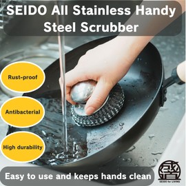 SEIDO Wire Wool Scrubber, Stainless Steel Sasara, Scrubber, Sasara, Stainless Steel, Sink Cleaner (Main Part + 4 Replacements)