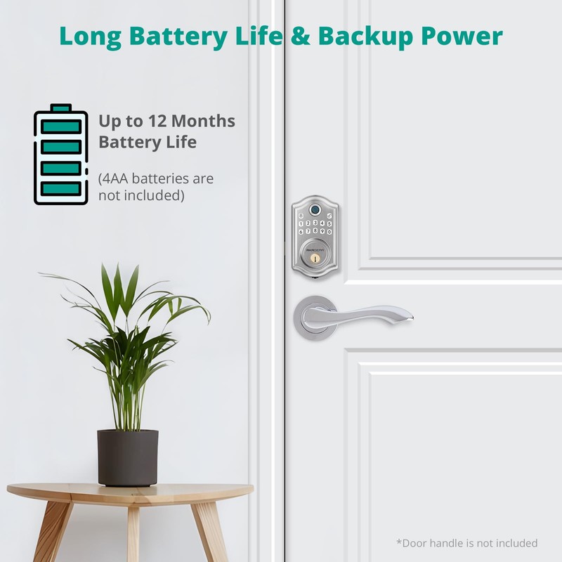 Keyless Entry Door Lock - AkaGear Smart Door Lock, Fingerprint