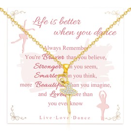 FANCIBAND Dance Recital Gifts For Girls Gold Ballerina Ballet Charm Necklace For Women With Zircon Inspirational Gifts For Women