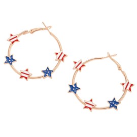 USA Hoop Earrings with Red White and Blue Star Theme for 4th of July Women Outfit Accessories