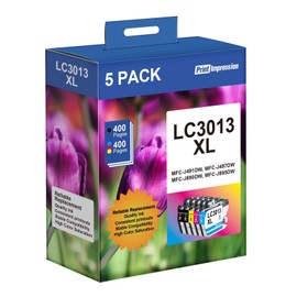 LC3013 Ink Cartridges BK/C/M/Y 5-Pack High Yield LC3013 LC3013BK LC3011 LC3011BK Compatible for Brother Ink Cartridges LC3013 Up to 400 Pages Work for MFC-J497DW MFC-J491DW MFC-J895DW MFC-J690DW