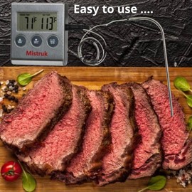 Digital Food Thermometer LCD Digital Screen Clock Timer with Stainless Steel Temperature Probe BBQ Grill Kitchen Meat Thermometer
