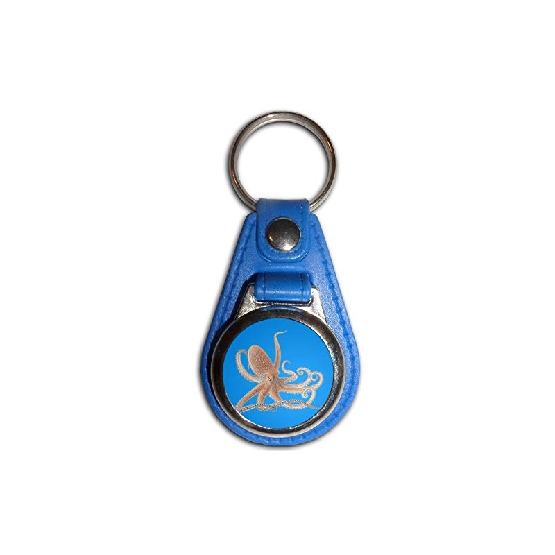 Octopus - Blue Plastic Medallion Key Ring