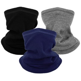 lifwimner Pack of 3 Loop Scarf Children, Winter Children's Tube Scarf Neck Warmer for Children Windproof Ski Mask for Outdoor Skiing Cycling, Black, grey, navy