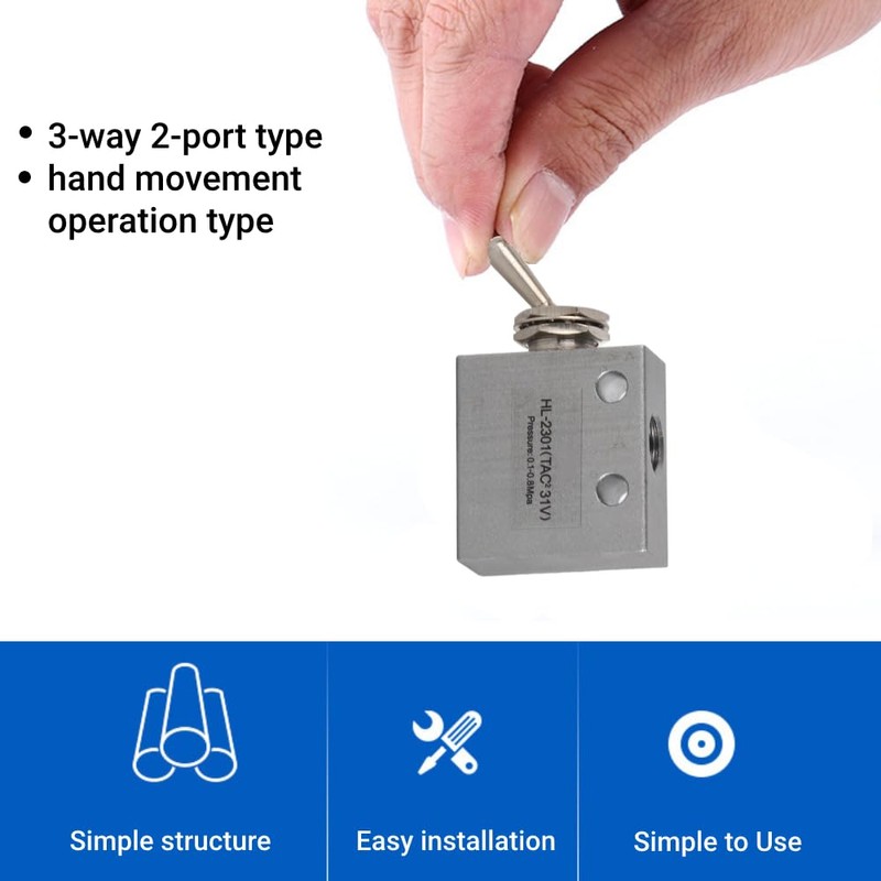 HL2301 3 Position 2 Port Toggle Switch Pneumatic Mechanical Valve