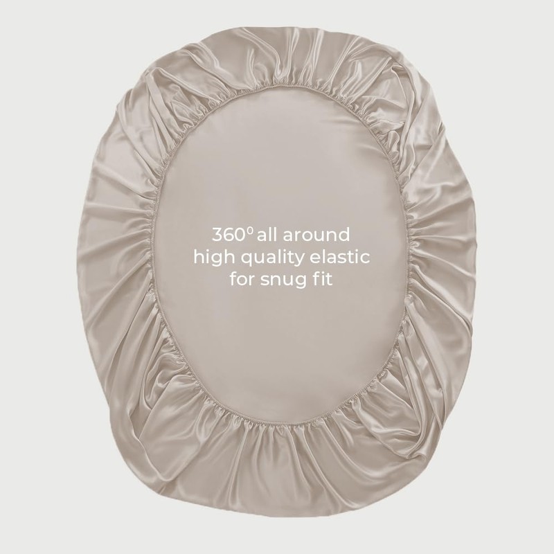 LINENWALAS Double Fitted Sheet 140x190 cm, 100% Organic Bamboo Silk