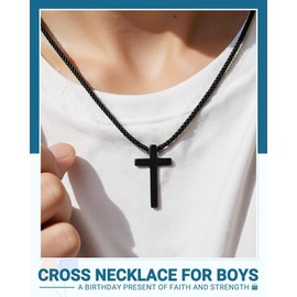 PINKDODO 13 Year Old Boy Gift Ideas Cross Necklace for 13 Year Old Boys 13th Birthday Decorations
