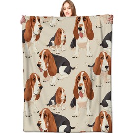 VODRM Basset Hound Blanket Cute Puppy Dog Throw Blankets,Gifts for Kids Adult Women Men,Lightweight Soft Fleece,Pet Lovers,Sofa Couch Bed Room Modern Decor 50x60in