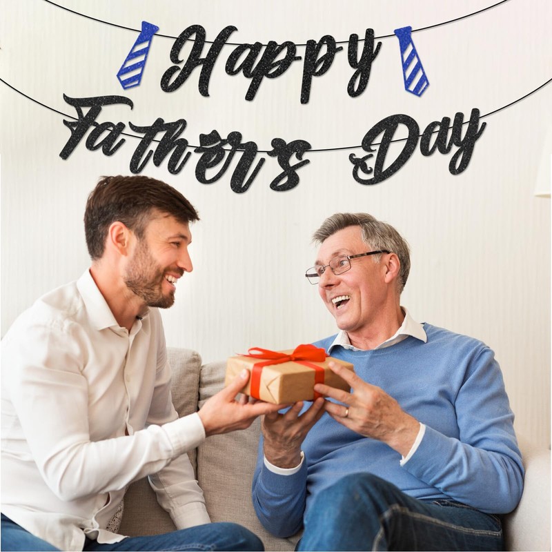 Happy Father’s Day Banner – Pre-Strung Black Letter Glitter Garland
