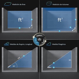 Medidor Láser digital de 70 metros, Telémetro Láser con pantalla LCD retroiluminada, Alta precisión ±1.5 mm, Función de almacenamiento de datos M/In/Ft, Adecuado para medir pitagórico, Área y volumen
