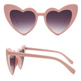Long Keeper Retro Heart Sunglasses - Vintage Women's Sunglasses Heart Shape with UV400 Protection Hippie Heart Glasses Aesthetic Heart Glasses, pink