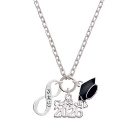Delight Jewelry Silvertone Psalm 46:10 Infinity Sign - Class of 2026 Graduation Zoey Charm Necklace, 28"