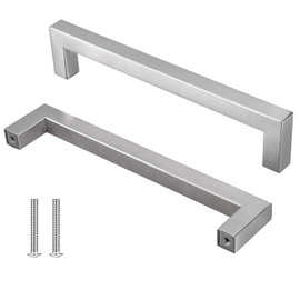 Drenky 5 Pieces Silver Stainless Steel Door Knobs Furniture Handle with Screw for Drawer Cabinet Furniture Kitchen Home Decoration Hole Spacing 160mm