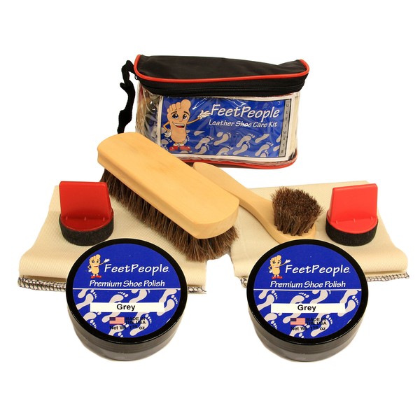 FeetPeople Ultimate Leather Care Kit with Travel Bag, Grey