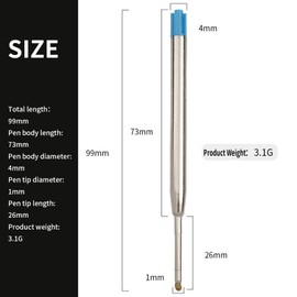 Okaywork Ballpoint Pen Refill XB Blue, Pack of 5 Metal Refills, Indelible, Large Capacity Ballpoint Pen Refills